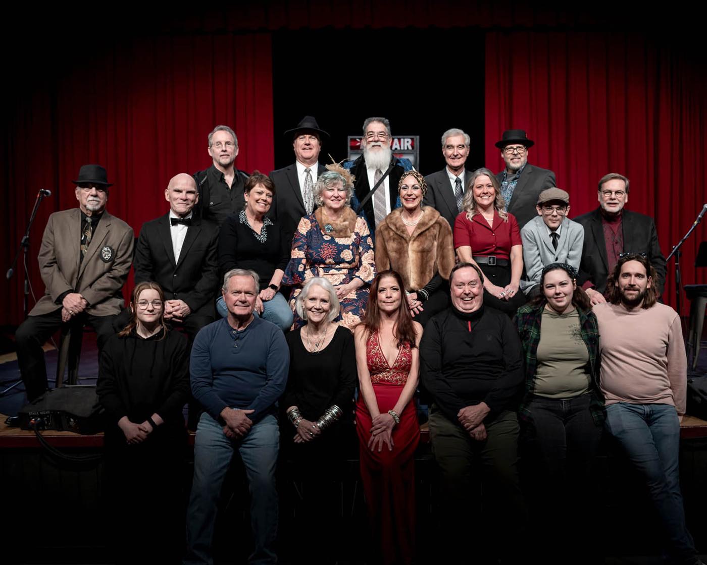 Playhouse volunteers gathered at a radio play production
